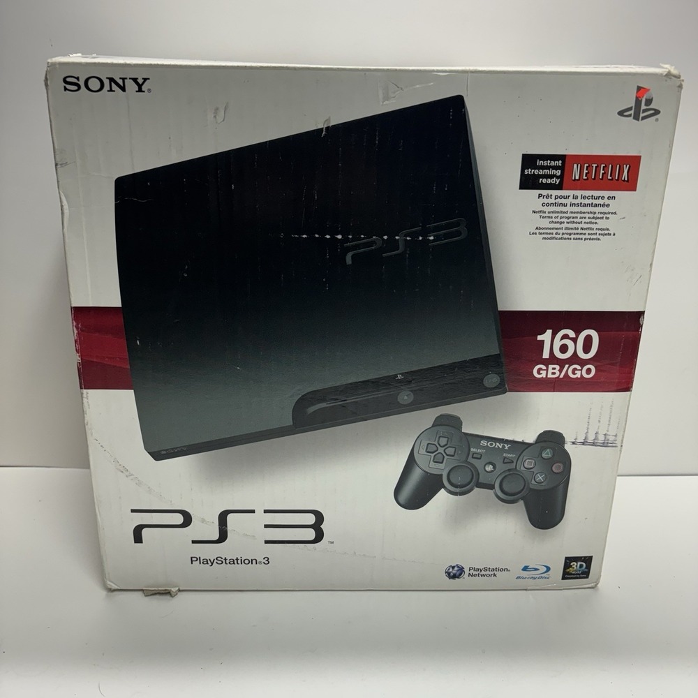 Box Only Sony PlayStation 3 PS3 Slim 160 GB Charcoal Black Console BOX ONLY